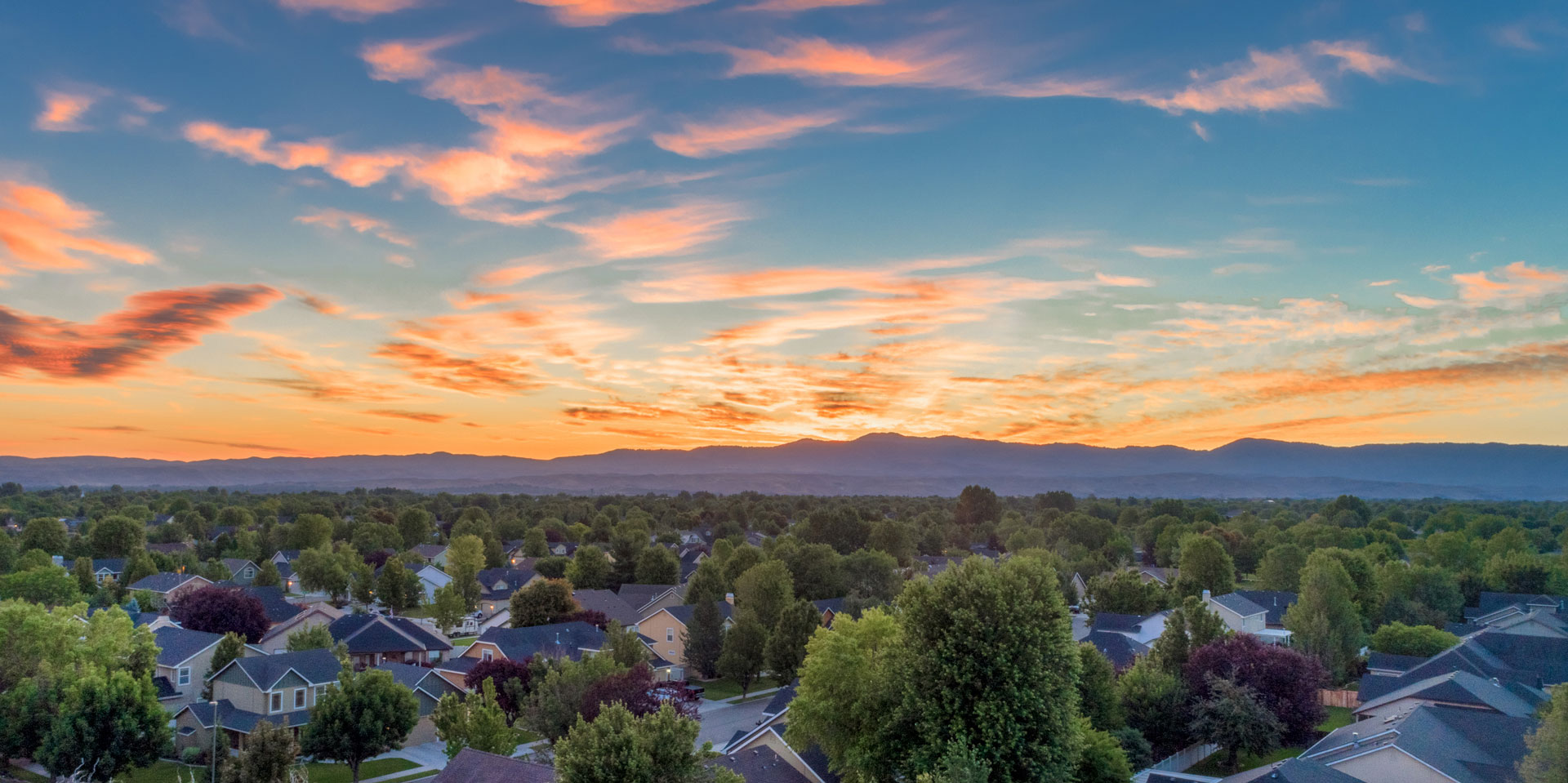 Sunset over mountains in Boise, Idaho
